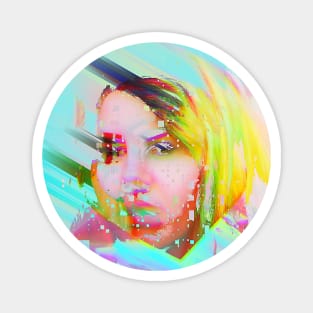 Glitch Girl Vaporwave Glitch Art Magnet